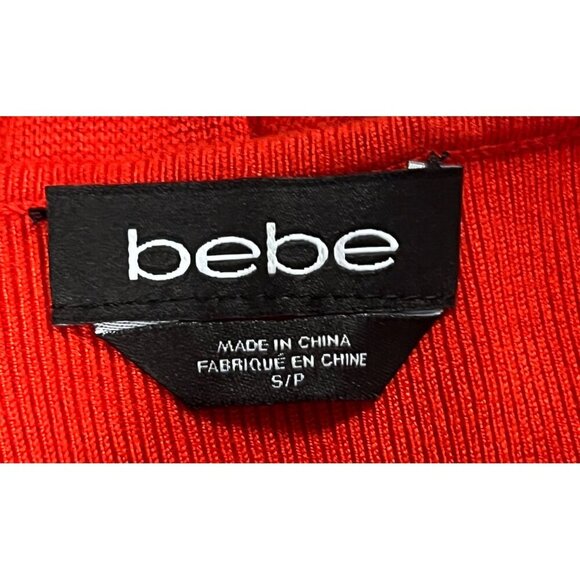 Bebe Red Cream Stripe Maxi Tank Dress Size Small S Bodycon Sleeveless Scoop EUC - Picture 7 of 9